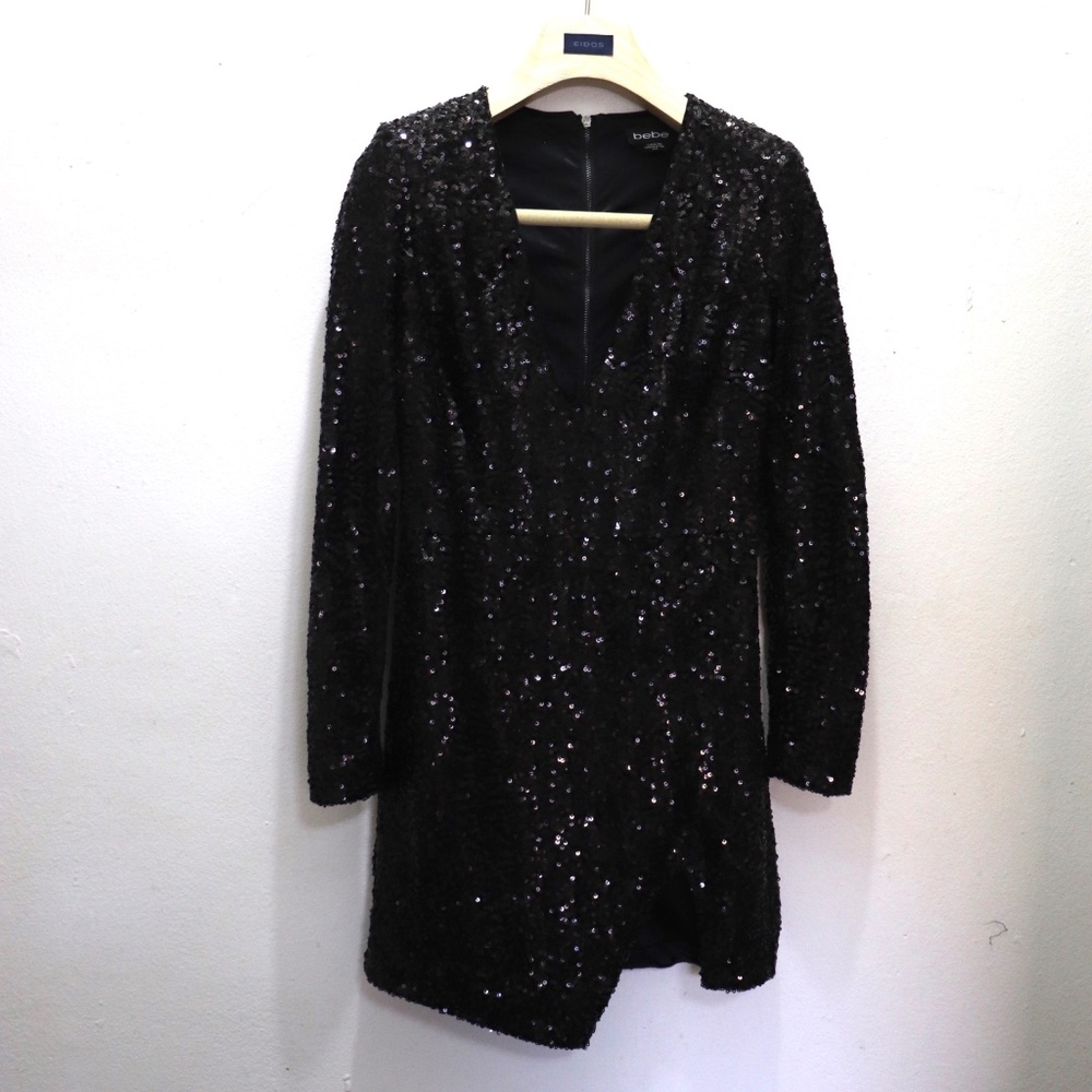 Bebe Black Sequin Mini Dress
